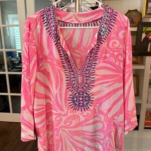 Lilly Pulitzer 100% Silk Tunic Blouse